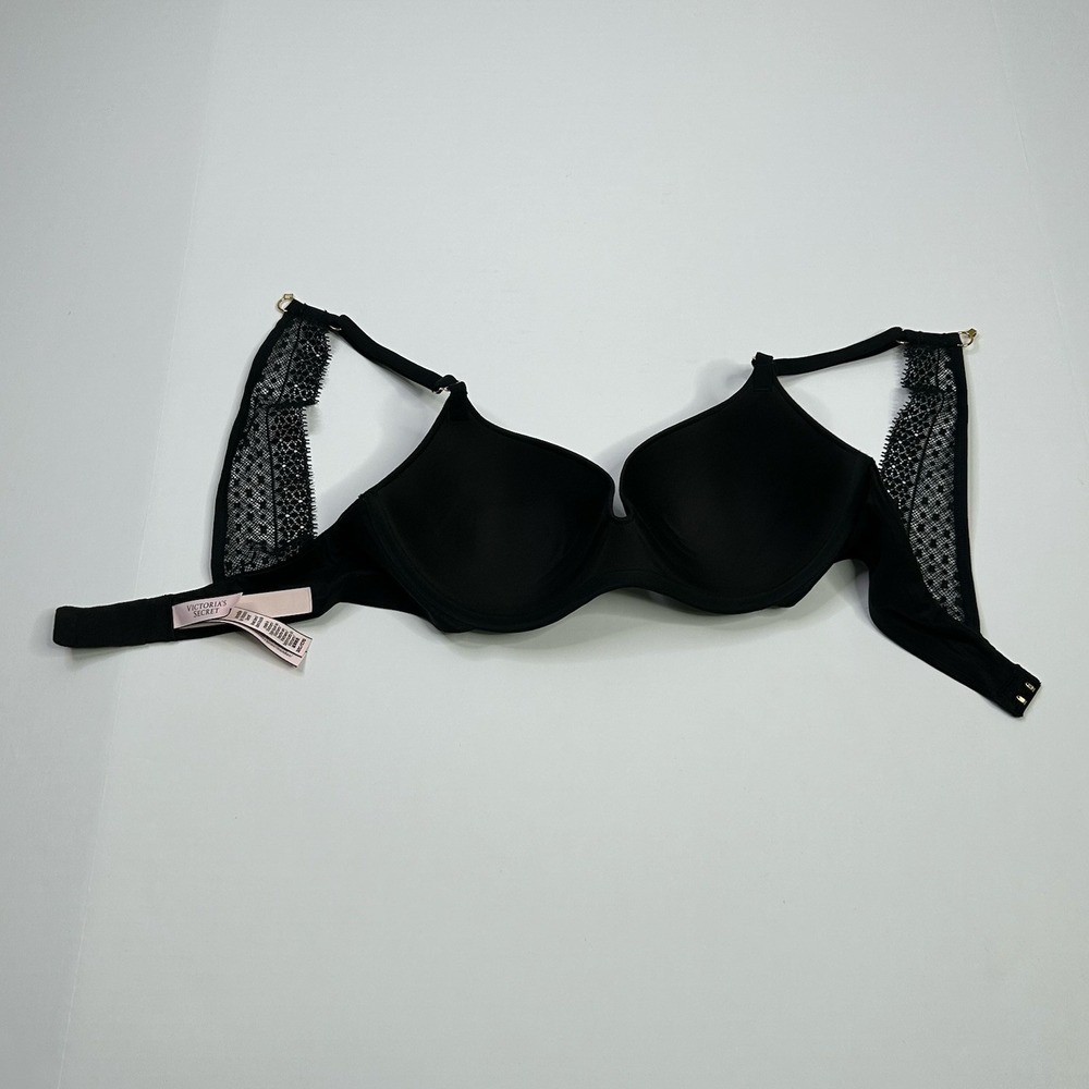 Victoria's Secret Incredible Lined Demi Bra 32C Black Lace Convertible Straps - Picture 5 of 10
